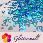 4mm Holographic Sky Blue Hollow Out Heart Shaped Glitter LB0700