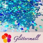 4mm Holographic Sky Blue Hollow Out Heart Shaped Glitter LB0700