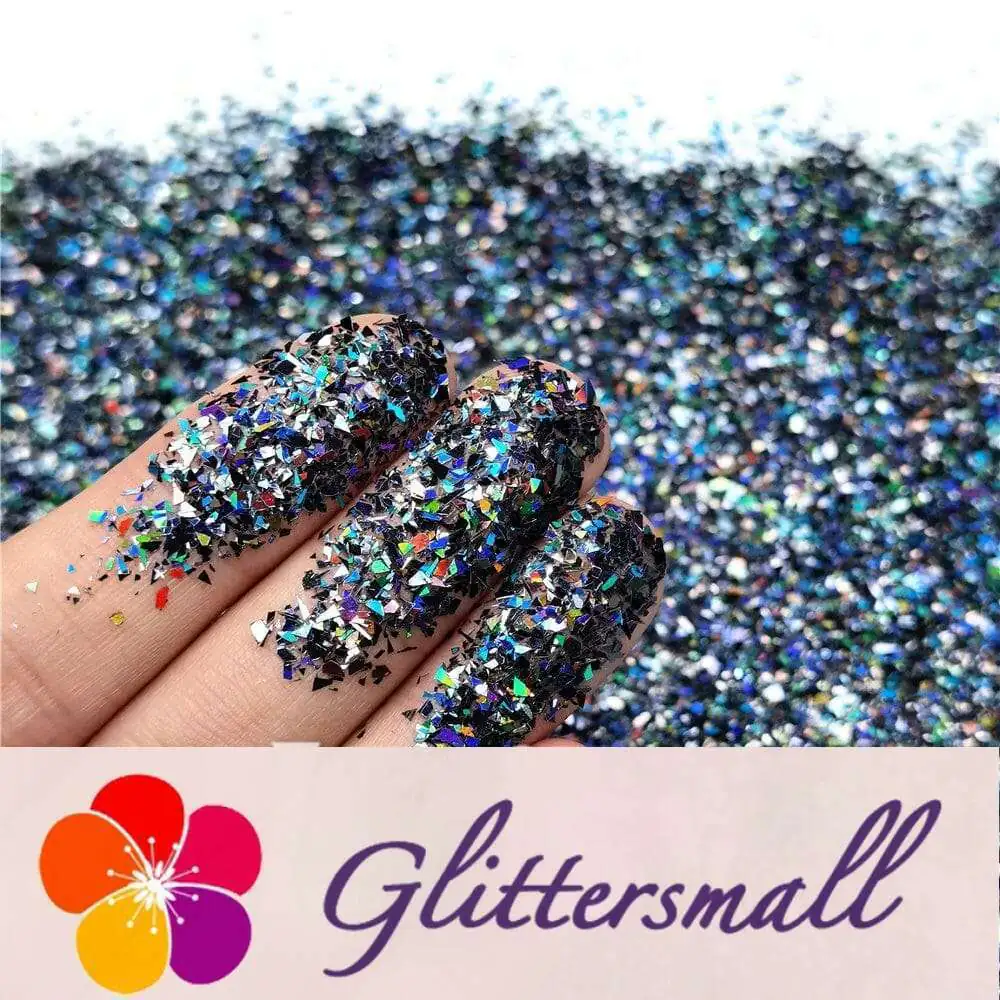 Holographic Black Opa Cellophane Holo Shards Confetti Glitter Sprinkle Toppings LB01000 2x2