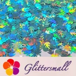 9mm Flame Or Fire Shaped Holographic Teal Green Glitter LB0702