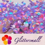 9mm Flame Or Fire Shaped Holographic Light Purple Glitter LB0802