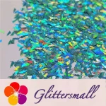 4mm Thunder Or Lightning Shaped Holographic Teal Green Glitter LB0702