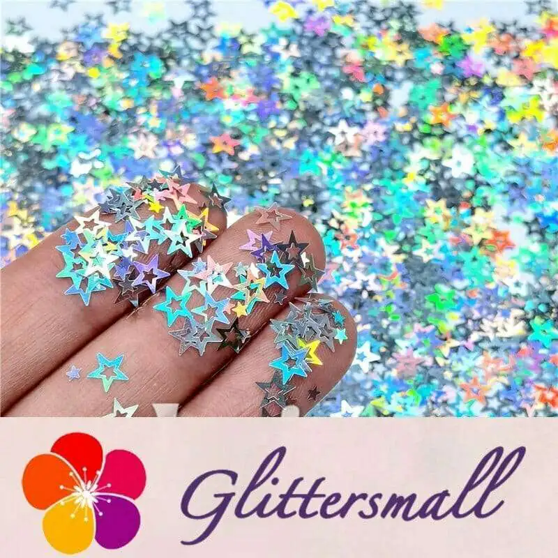 6mm Holographic Silver Hollow Out Star Shaped Glitter LB0100
