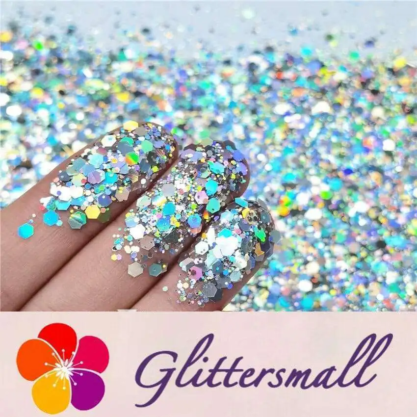 General Mixed Holographic Silver Glitter Hexagon Shaped LB0100